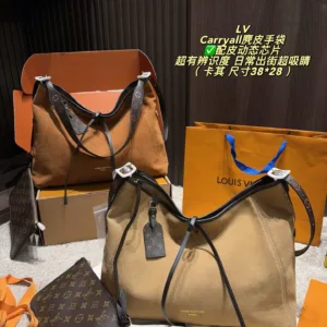 LV Carryall suede tote hand bags