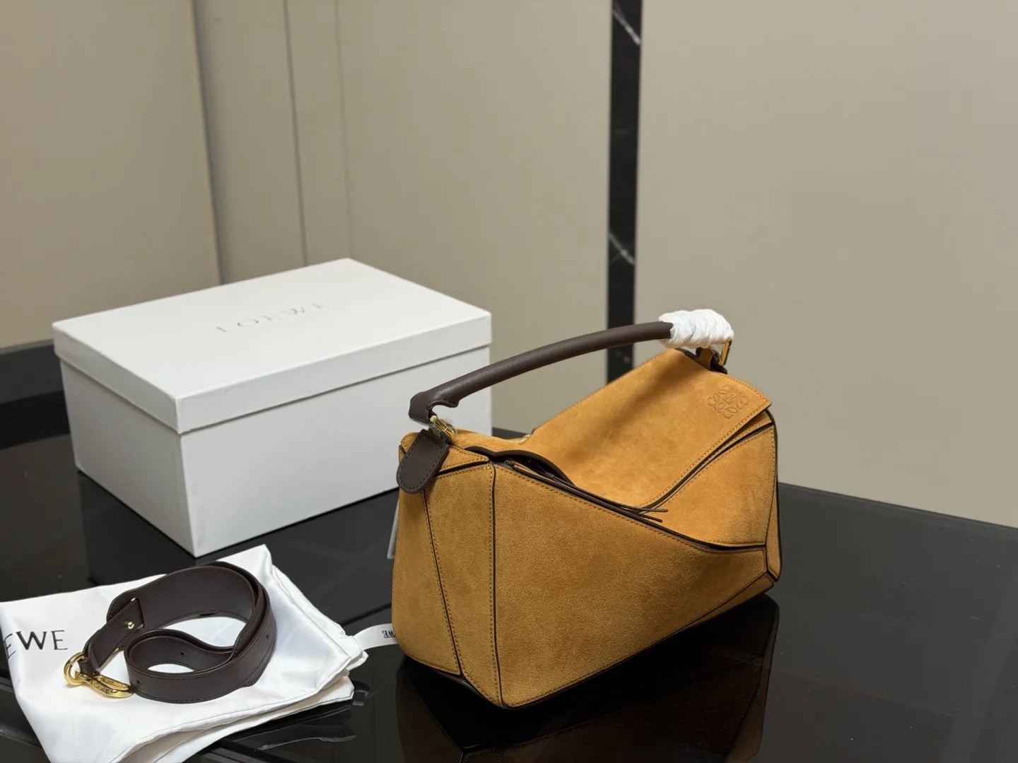 Loewe Puzzle suede geometric hand bag