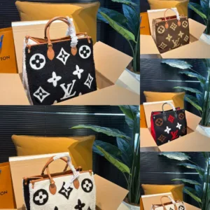 LV Teddy Speedy Twist Warm Lamb Wool Onthego Tote Bags