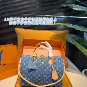 LV denim pillow 14430 tote hand bags