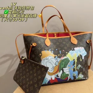 LV Neverfull Scrooge McDuck Monogram Tote Hand Bags