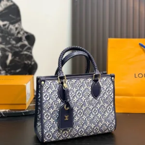 LV Onthego PM denim tote hand bags