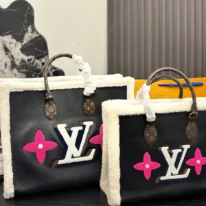 LV teddy fur shopping Tote Hand Bags