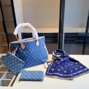 LV denim shopping bag scarf wallet X1147 combination