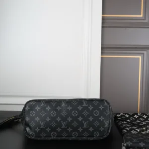 LV neverfull black flower shopping bag scarf wallet