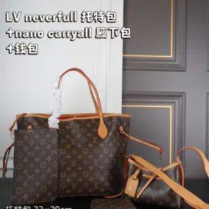LV neverfull shopping bag carryall armpit bag wallet