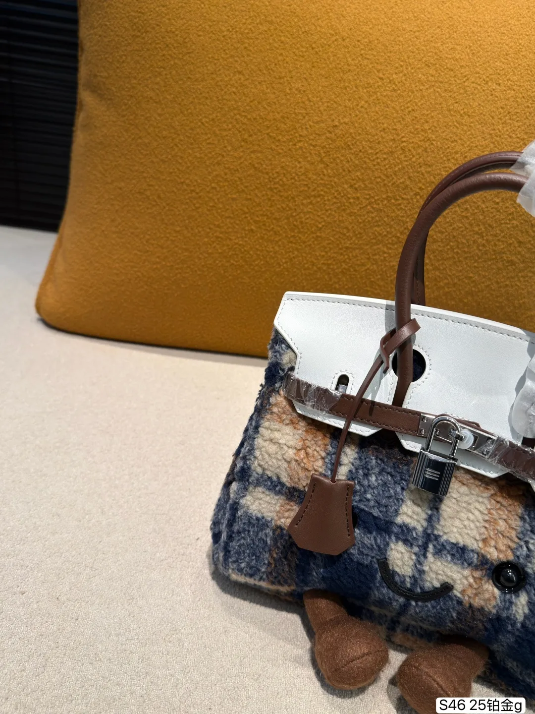 Hermes woolen plaid s46 25 Platinum Tote Handbags - Image 3