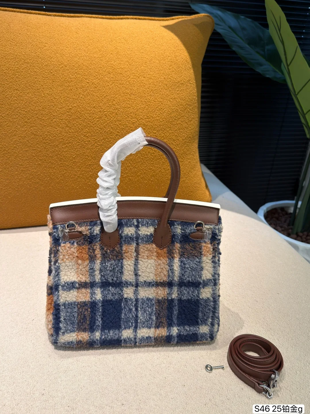 Hermes woolen plaid s46 25 Platinum Tote Handbags - Image 5