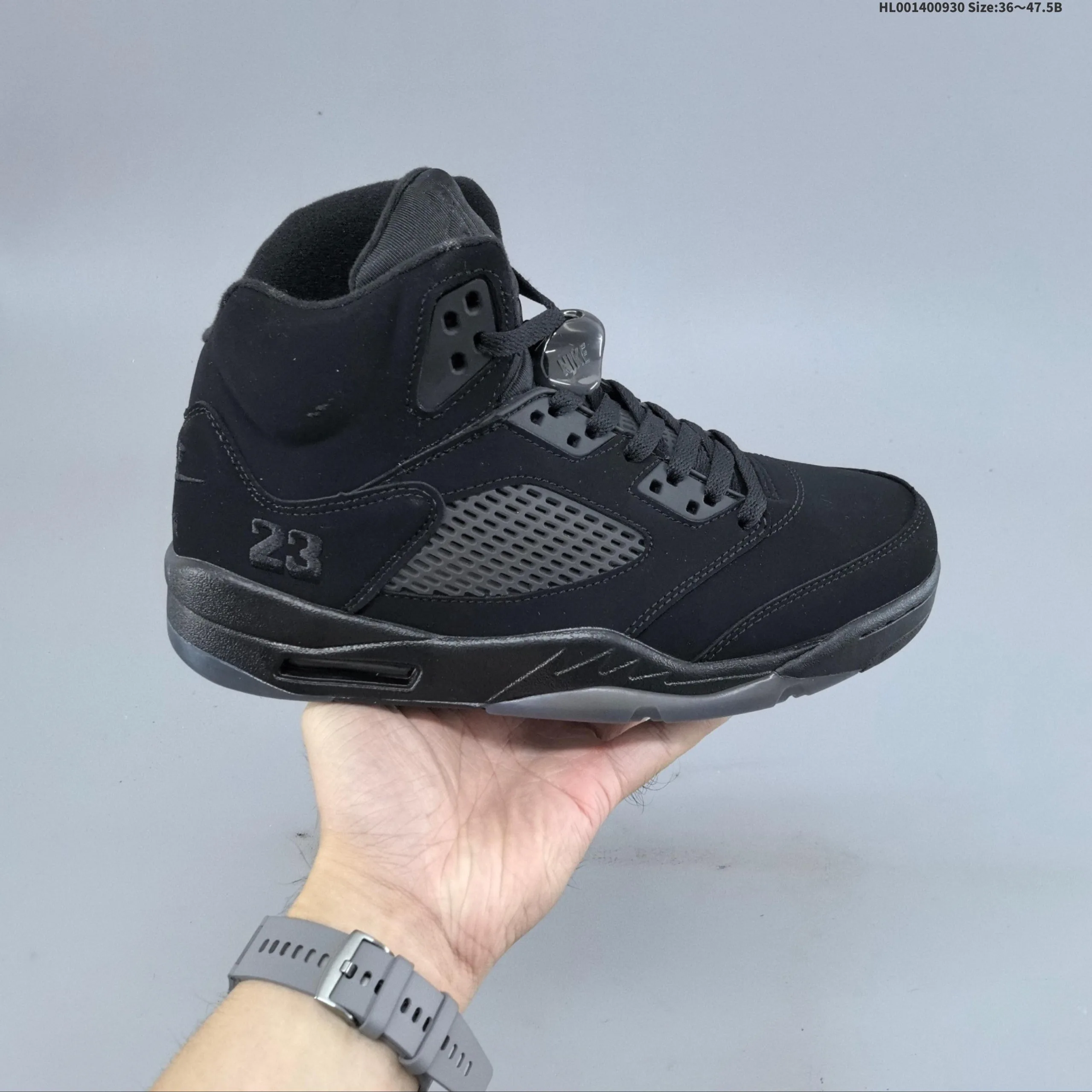 Air Jordan 5 Retro "Black Cat" high top black cat sneakers